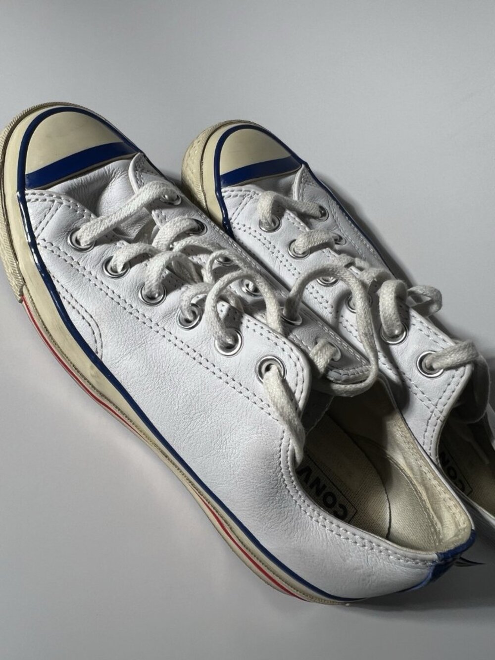 Converse Chuck Taylor All Star Leather White Blue Women’s 7 Men’s 5 - Picture 10 of 13